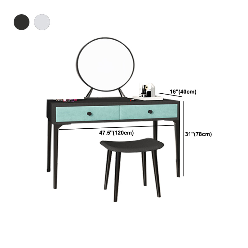 Metall -Waschtisch mit Stuhl und Spiegel in schwarz/weißer Waschtisch