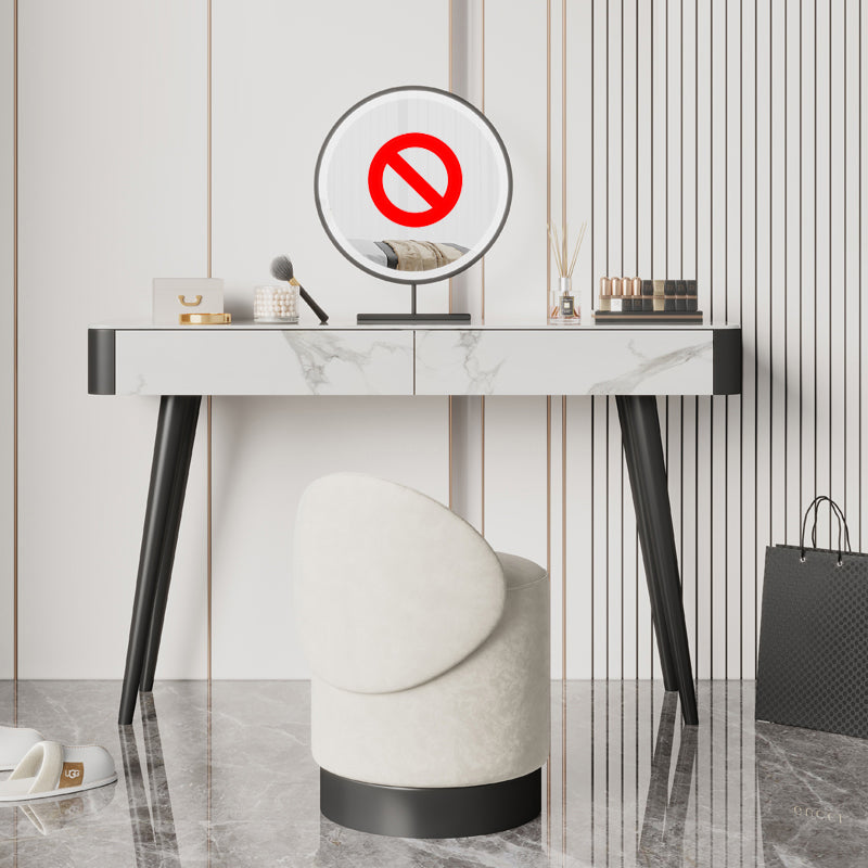 Weißer Waschtisch 29,52 "Hochmetall- und Stein -Top -Waschtisch mit Stuhl