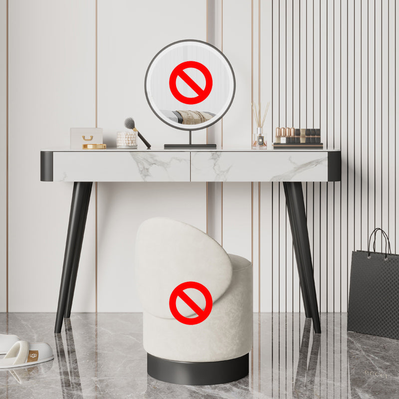 Weißer Waschtisch 29,52 "Hochmetall- und Stein -Top -Waschtisch mit Stuhl