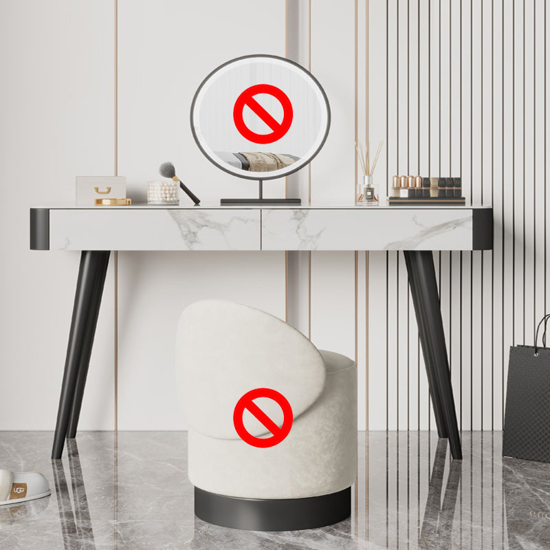 Weißer Waschtisch 29,52 "Hochmetall- und Stein -Top -Waschtisch mit Stuhl