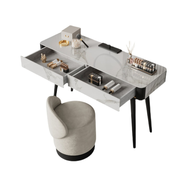 Weißer Waschtisch 29,52 "Hochmetall- und Stein -Top -Waschtisch mit Stuhl