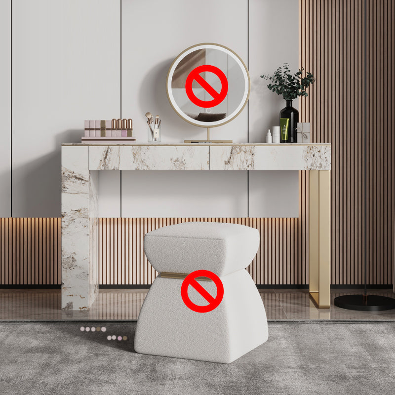 Two Piece Luxurious Vanity Set Stainless Steel and Stone Dresser Makeup Vanity 39.4"L x 15.7"W x 29.5"H Pandora & Gold Clearhalo 'Bedroom Furniture' 'furn' 'furn_makeup_vanities' 'Furniture' 'Makeup Vanities' 'makeup_vanities' 5586785