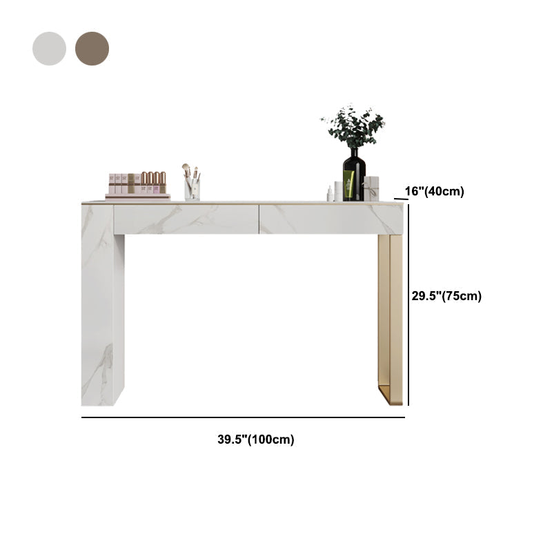Two Piece Luxurious Vanity Set Stainless Steel and Stone Dresser Clearhalo 'Bedroom Furniture' 'furn' 'furn_makeup_vanities' 'Furniture' 'Makeup Vanities' 'makeup_vanities' 5586795
