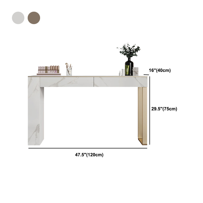 Two Piece Luxurious Vanity Set Stainless Steel and Stone Dresser Clearhalo 'Bedroom Furniture' 'furn' 'furn_makeup_vanities' 'Furniture' 'Makeup Vanities' 'makeup_vanities' 5586796