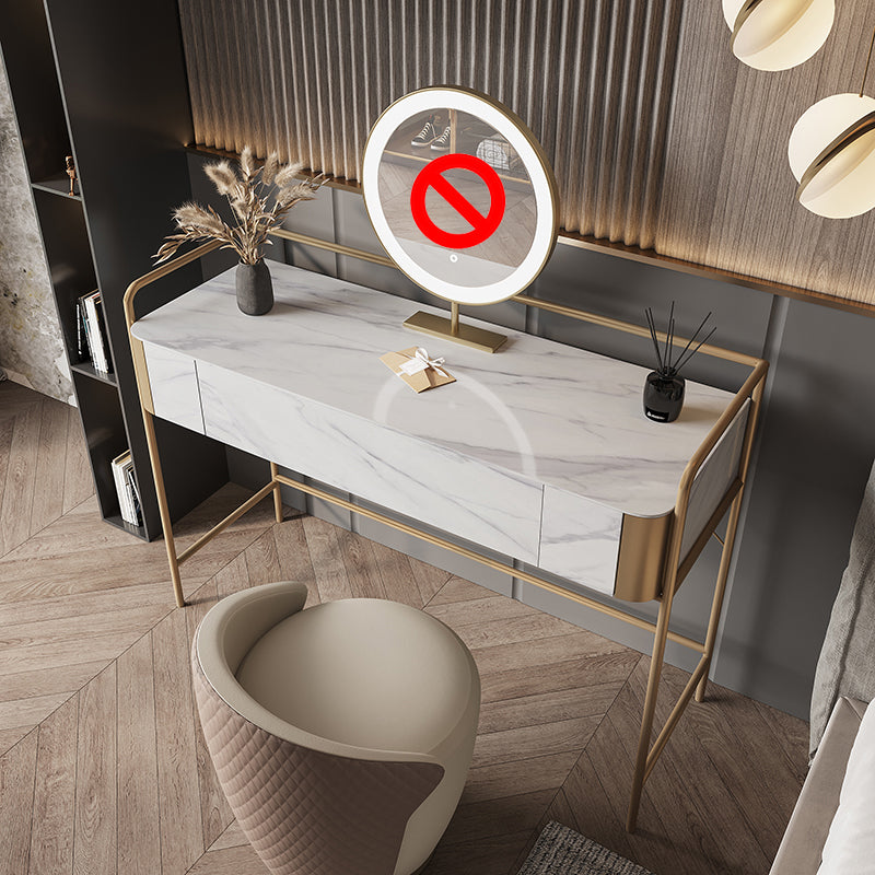 1 Storage Drawer Make-up Vanity Metal and Stone Dressing Table Makeup Vanity & Stools 47"L x 18"W x 31.5"H Clearhalo 'Bedroom Furniture' 'furn' 'furn_makeup_vanities' 'Furniture' 'Makeup Vanities' 'makeup_vanities' 5586801