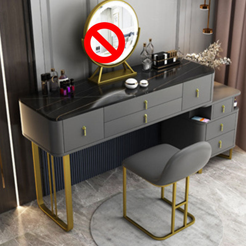 Luxurious 7 Drawers Dresser 29.52" High Vanity Set with Padded Stool