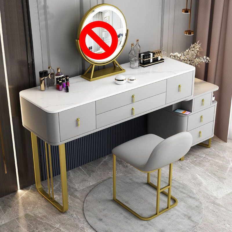 Luxurious 7 Drawers Dresser 29.52" High Vanity Set with Padded Stool