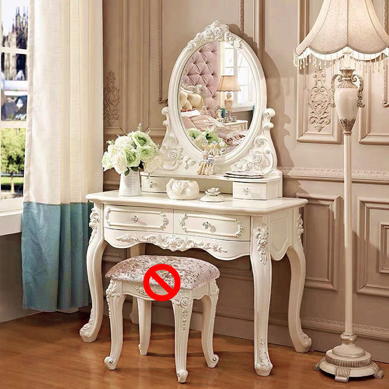 4 Drawers White/Blak/ /Golden MakeupTable Stool Set, 18.89" W x 63.77" H Makeup Vanity White Clearhalo 'Bedroom Furniture' 'furn' 'furn_makeup_vanities' 'Furniture' 'Makeup Vanities' 'makeup_vanities' 5586875