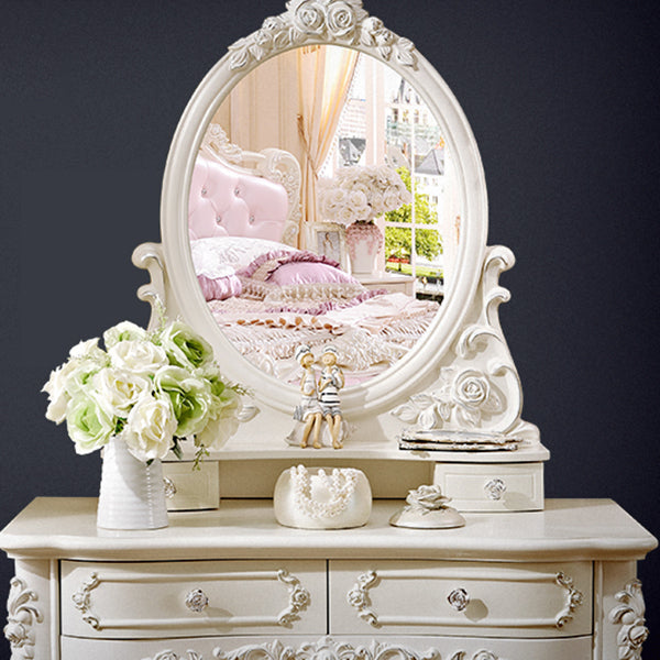 4 Drawers White/Blak/ /Golden MakeupTable Stool Set, 18.89" W x 63.77" H Clearhalo 'Bedroom Furniture' 'furn' 'furn_makeup_vanities' 'Furniture' 'Makeup Vanities' 'makeup_vanities' 5586883