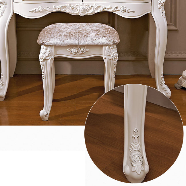 4 Drawers White/Blak/ /Golden MakeupTable Stool Set, 18.89" W x 63.77" H Clearhalo 'Bedroom Furniture' 'furn' 'furn_makeup_vanities' 'Furniture' 'Makeup Vanities' 'makeup_vanities' 5586885