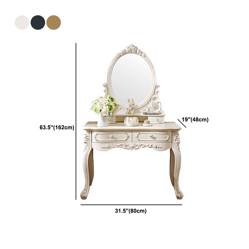 4 Drawers White/Blak/ /Golden MakeupTable Stool Set, 18.89" W x 63.77" H Clearhalo 'Bedroom Furniture' 'furn' 'furn_makeup_vanities' 'Furniture' 'Makeup Vanities' 'makeup_vanities' 5586892
