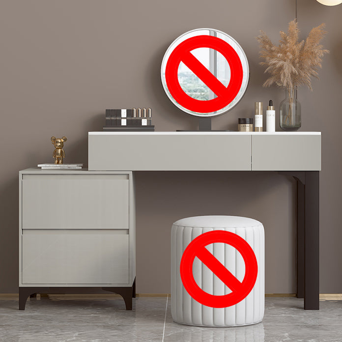Zeitgenössischer grauer Make -up -Tisch mit Schubladen 14,96 W x 29,52 "H für Schlafzimmer