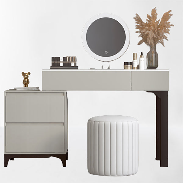 Zeitgenössischer grauer Make -up -Tisch mit Schubladen 14,96 W x 29,52 "H für Schlafzimmer