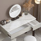 Zeitgenössischer grauer Make -up -Tisch mit Schubladen 14,96 W x 29,52 "H für Schlafzimmer