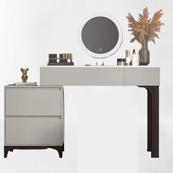 Zeitgenössischer grauer Make -up -Tisch mit Schubladen 14,96 W x 29,52 "H für Schlafzimmer