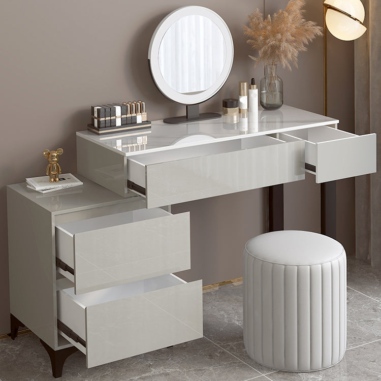 Zeitgenössischer grauer Make -up -Tisch mit Schubladen 14,96 W x 29,52 "H für Schlafzimmer