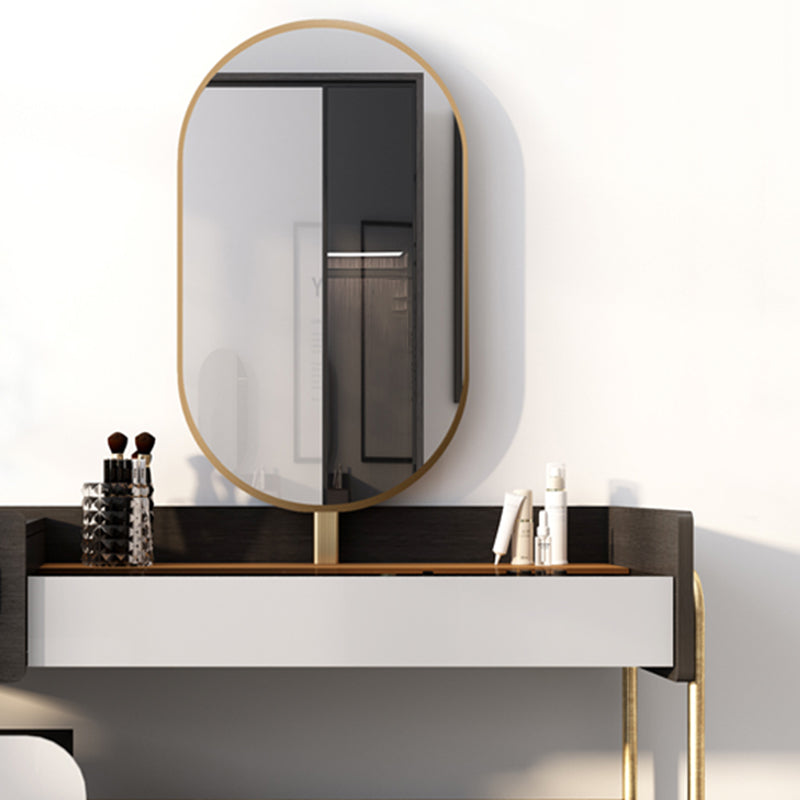 Temperierte Glas Arbeitsplatte Schwarz/Weiß -Basis mit 4 Schubladenkommoden