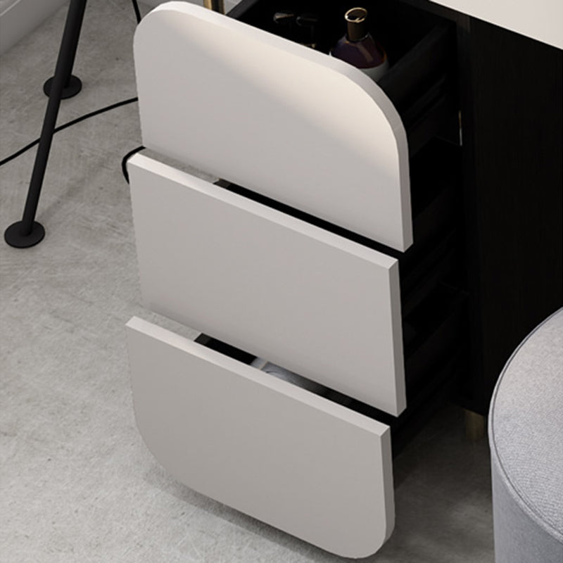 Temperierte Glas Arbeitsplatte Schwarz/Weiß -Basis mit 4 Schubladenkommoden