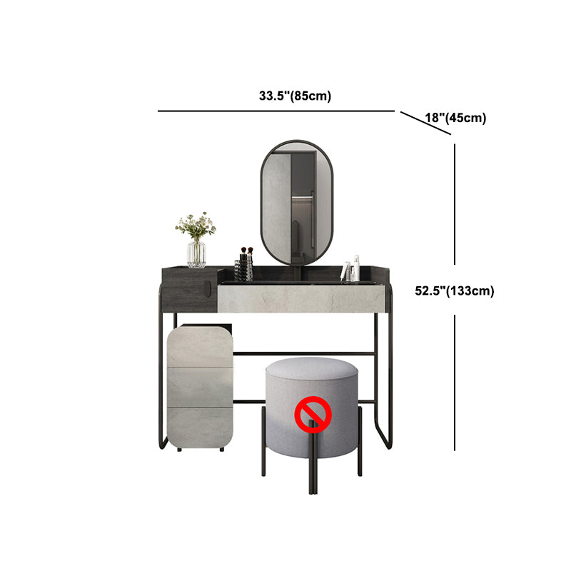 Temperierte Glas Arbeitsplatte Schwarz/Weiß -Basis mit 4 Schubladenkommoden