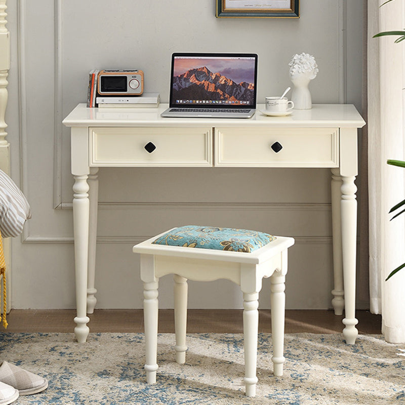 Contemporary Makeup Dressing Table With Drawers White 17.71" W x 30.70" H Makeup Vanity & Stools Clearhalo 'Bedroom Furniture' 'furn' 'furn_makeup_vanities' 'Furniture' 'Makeup Vanities' 'makeup_vanities' 5586974