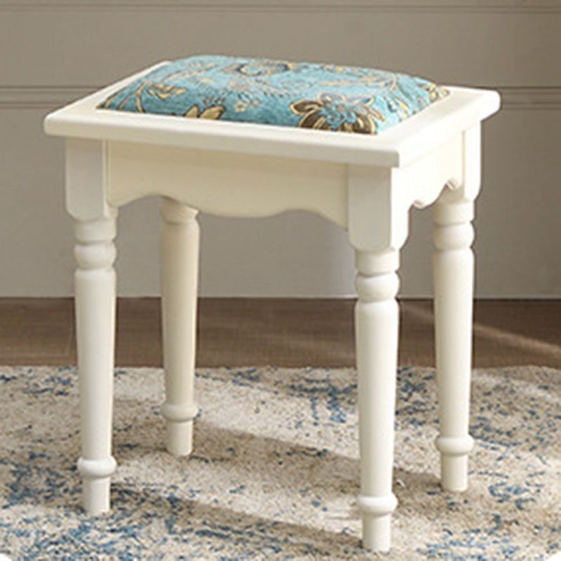 Contemporary Makeup Dressing Table With Drawers White 17.71" W x 30.70" H Vanity Stool 16"L x 12"W x 18"H Clearhalo 'Bedroom Furniture' 'furn' 'furn_makeup_vanities' 'Furniture' 'Makeup Vanities' 'makeup_vanities' 5586975