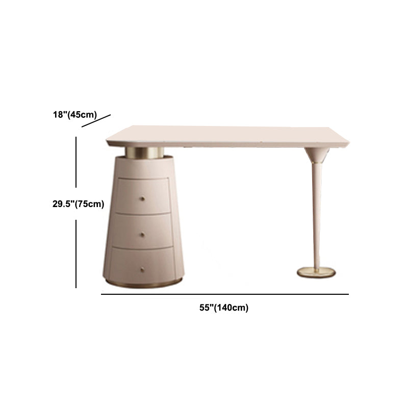 3 Schubladen weißes Make -up -Eitelkeitsverkesseltisch Stuhl Set, 17,71 "W x 29,52" H