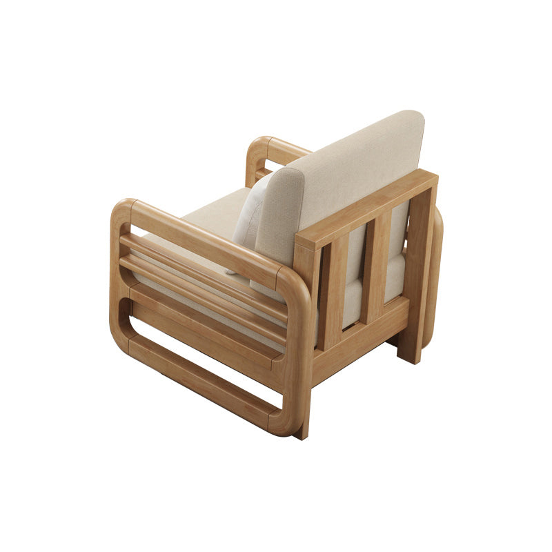 Solid Wood/Linen Natural Sofa with Chaise Nordic 34.65" H Cushions Sofa