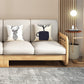 Solid Wood/Linen Natural Sofa with Chaise Nordic 34.65" H Cushions Sofa