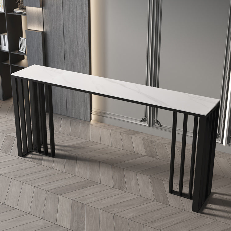 Tavolo da bistrot top di pietra rettangolare tavolo da pub moderno con base metallica