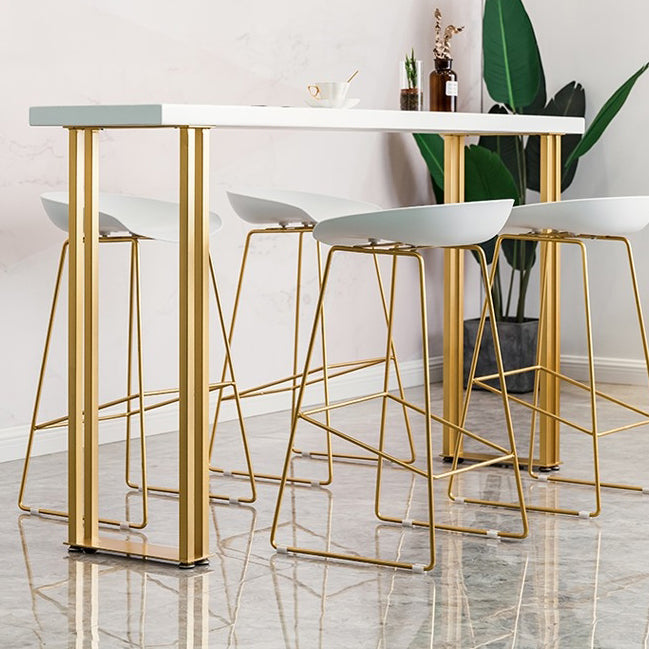 Tavolo da bar rettangolo in stile glam tavolo da vino in legno solido con base di slitte da vino