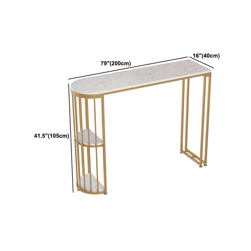 Specialty Marble Top Bar Table Glossy White Glam Pub Table with Metal Frame Clearhalo 'Bar Furniture' 'Bar Tables' 'bar_tables' 'furn' 'furn_bar_tables' 'Furniture' 'Kitchen & Dining Furniture' 5587683