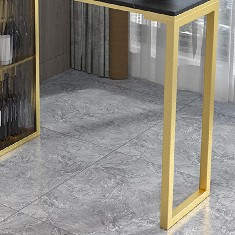 Glam Pub Table with Wine Storage Rectangle Stone Top Bar Table with Metal Frame Clearhalo 'Bar Furniture' 'Bar Tables' 'bar_tables' 'furn' 'furn_bar_tables' 'Furniture' 'Kitchen & Dining Furniture' 5587817