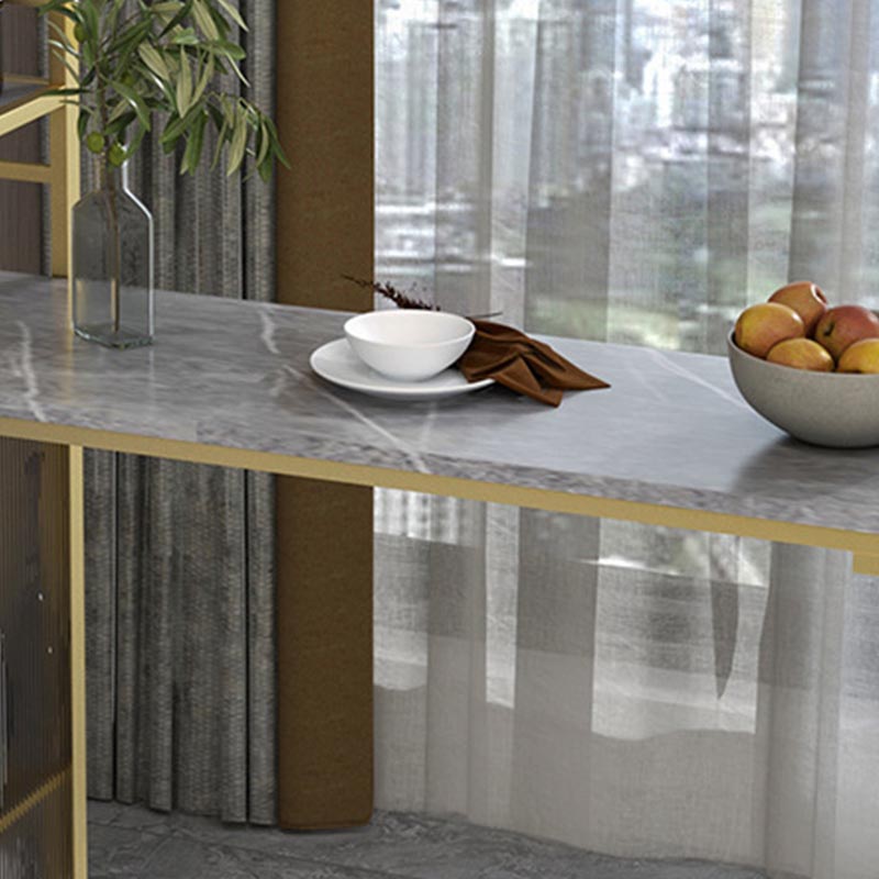 Glam Pub Table with Wine Storage Rectangle Stone Top Bar Table with Metal Frame Clearhalo 'Bar Furniture' 'Bar Tables' 'bar_tables' 'furn' 'furn_bar_tables' 'Furniture' 'Kitchen & Dining Furniture' 5587818