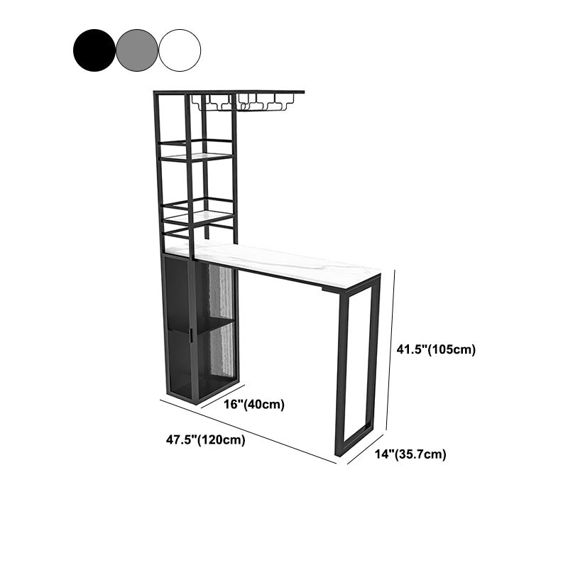 Glam Pub Table with Wine Storage Rectangle Stone Top Bar Table with Metal Frame Clearhalo 'Bar Furniture' 'Bar Tables' 'bar_tables' 'furn' 'furn_bar_tables' 'Furniture' 'Kitchen & Dining Furniture' 5587824