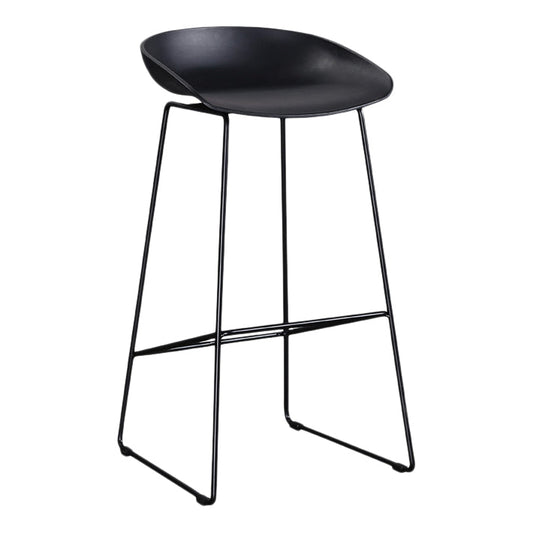 Industrial Low Back Bar Stool Metal Bar Stools in Black for Home Use Black 1 Piece