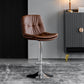 Industrial Metal Barstool Faux Leather Counter Stool With Chrome Base