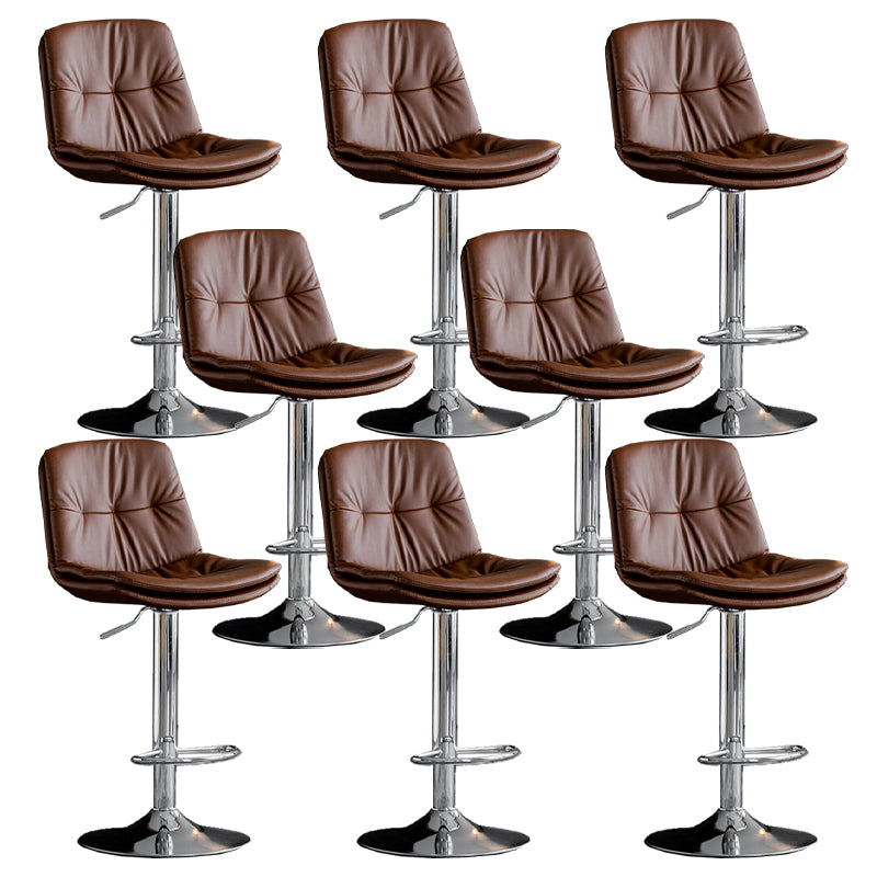Industrial Metal Barstool Faux Leather Counter Stool With Chrome Base