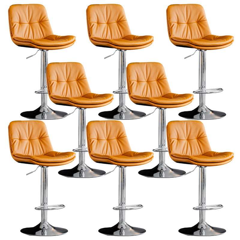 Industrial Metal Barstool Faux Leather Counter Stool With Chrome Base