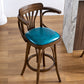 Modern Square Wood Stool Leather Upholstered Bar Stool with Swivel