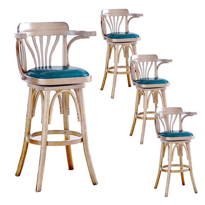 Sgabello da bar imbottito in pelle quadrata moderna con girevole con girevole