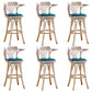 Modern Square Wood Stool Leather Upholstered Bar Stool with Swivel