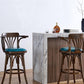 Modern Square Wood Stool Leather Upholstered Bar Stool with Swivel
