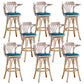 Modern Square Wood Stool Leather Upholstered Bar Stool with Swivel