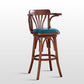 Modern Square Wood Stool Leather Upholstered Bar Stool with Swivel
