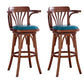 Modern Square Wood Stool Leather Upholstered Bar Stool with Swivel