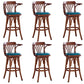 Modern Square Wood Stool Leather Upholstered Bar Stool with Swivel