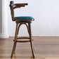 Modern Square Wood Stool Leather Upholstered Bar Stool with Swivel