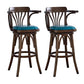 Modern Square Wood Stool Leather Upholstered Bar Stool with Swivel