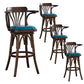 Modern Square Wood Stool Leather Upholstered Bar Stool with Swivel