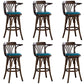 Modern Square Wood Stool Leather Upholstered Bar Stool with Swivel